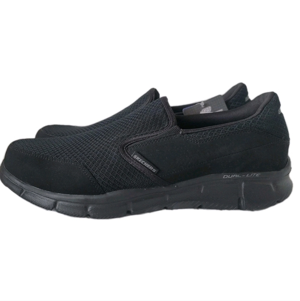 Skechers Men's Black Dual Lite Slip-On Shoes Wide Fit Size 11